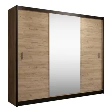   Tolóajtós szekrény, fekete/craft tölgy, 250x215 cm, CRAFT