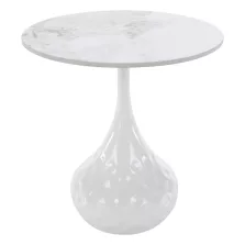 Dohányzóasztal, fehér márvány/acél, EBREL