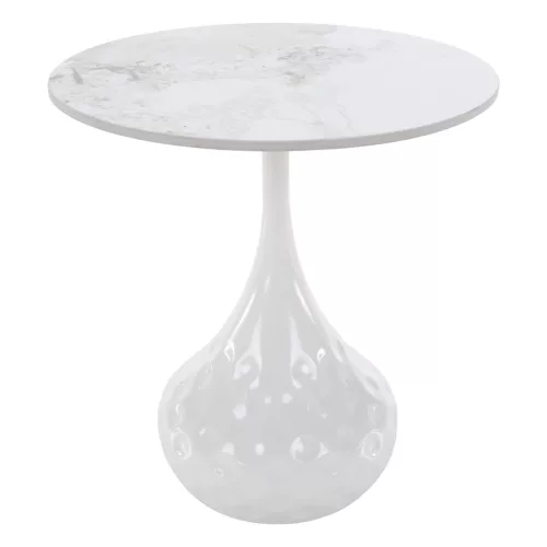 Dohányzóasztal, fehér márvány/acél, EBREL