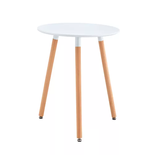 Étkezőasztal, fehér/bükk, átmérő 60 cm, ELCAN NEW TYP 1