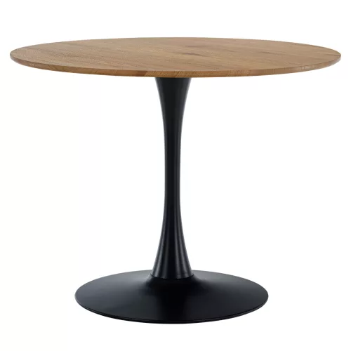 Étkezőasztal, kerek, tölgy/fekete, átmérő 110 cm, REVENTON NEW