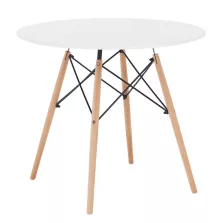   Étkezőasztal,  fehér/bükk, átmérő 80 cm, GAMIN 2 NEW 80