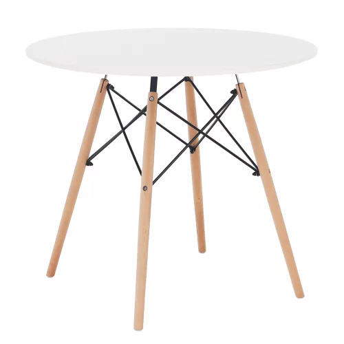 Étkezőasztal,  fehér/bükk, átmérő 80 cm, GAMIN 2 NEW 80