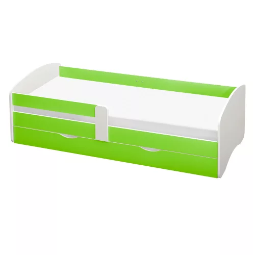 Ágy ráccsal és tárhellyel 80x160, fehér/zöld, COCOLINO