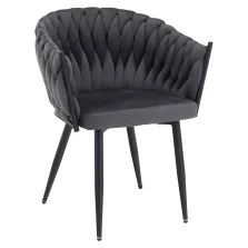 Étkezőszék, sötétszürke Velvet szövet/fekete, BLER