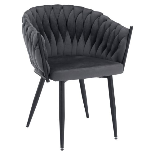 Étkezőszék, sötétszürke Velvet szövet/fekete, BLER