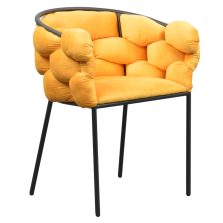Étkezőszék, sárga Velvet szövet/fekete, DOROTA