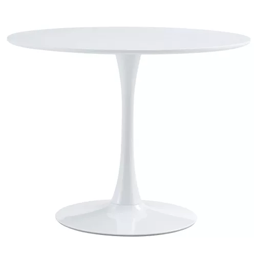 Étkezőasztal, kerek, fehér, matt, átmérő 110 cm, REVENTON NEW