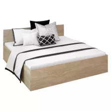   Ágy fém ráccsal és tárolóhellyel, 180x200, sonoma tölgy, DOLI