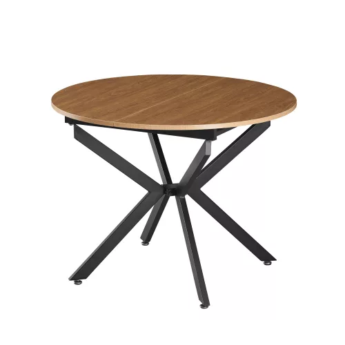 Kihúzható étkezőasztal, világos tölgy/fekete, 100x100-140x75 cm, ABERO TYP 1