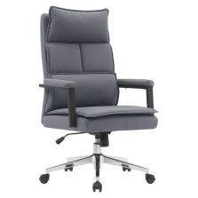 Irodai szék, szürke ekobőr/króm, KAHIL