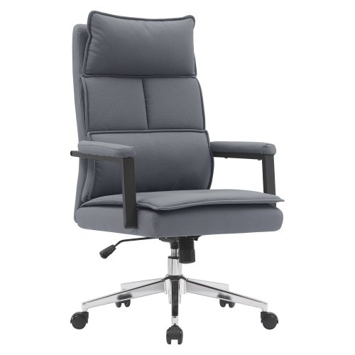 Irodai szék, szürke ekobőr/króm, KAHIL