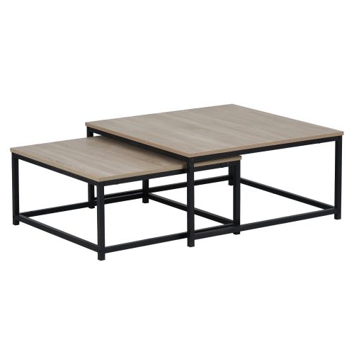 Dohányzóasztalok, 2 db-os szett, sonoma tölgy/fekete, KASTLER 2 NEW TYP 1