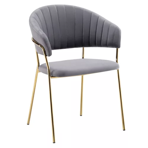 Design étkezőszék, szürkésbarna Velvet szövet/gold króm arany, DASMIN TYP 1