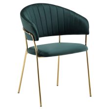   Design étkezőszék, sötétzöld Velvet szövet/gold króm arany, DASMIN TYP 1