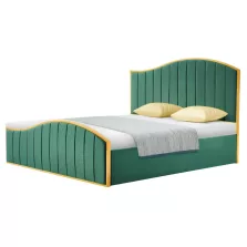   Ágy ráccsal, 180x200, zöld Velvet szövet/gold arany króm, GEORGIA