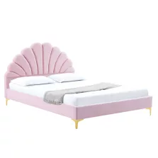   Ágy ágyráccsal, 140x200, rózsaszín Velvet szövet, ISADORA