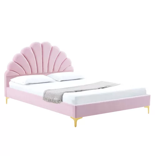 Ágy ágyráccsal, 140x200, rózsaszín Velvet szövet, ISADORA