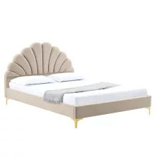 Ágy ágyráccsal, 160x200, bézs Velvet szövet, ISADORA