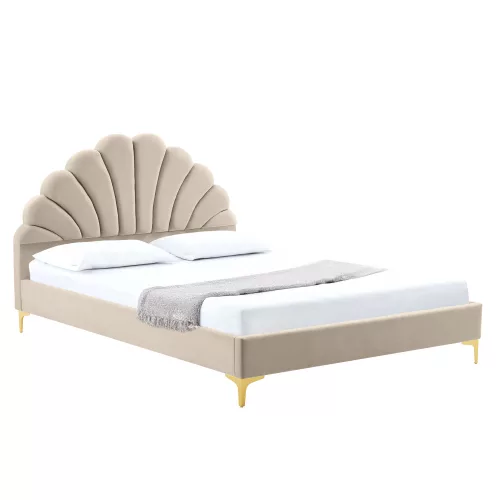 Ágy ágyráccsal, 160x200, bézs Velvet szövet, ISADORA