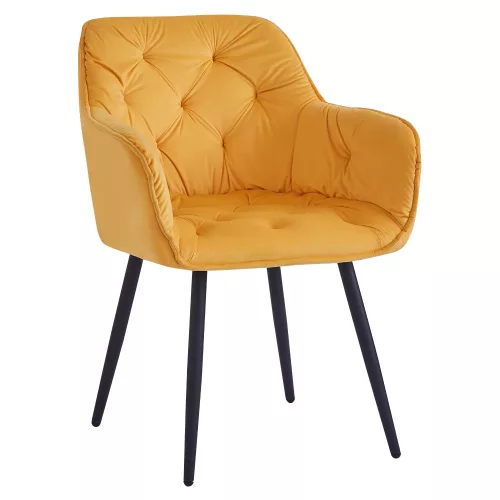 Dizájnos fotel, sárga Velvet szövet, FEDRIS NEW