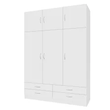Ruhásszekrény, háromajtós, fehér, GERI NEW