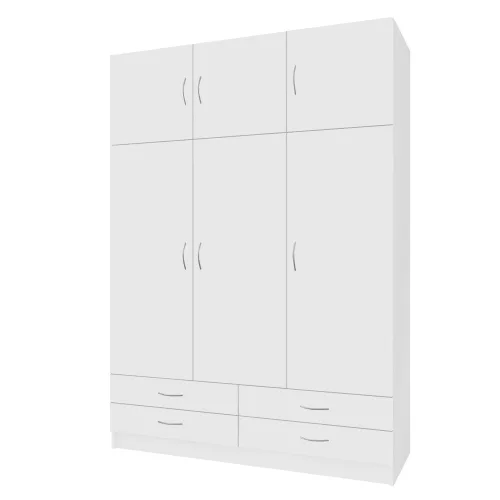 Ruhásszekrény, háromajtós, fehér, GERI NEW