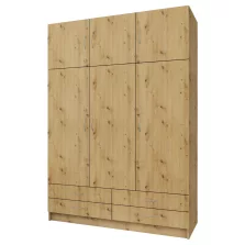 Ruhásszekrény, háromajtós, artisan tölgy, GERI NEW