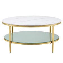   Dohányzóasztal, világos márvány/tejes/gold króm-arany, ENION 2 NEW