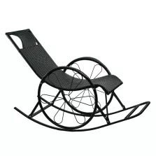 Hintaszék, rattan/fém, fekete, ROKIN