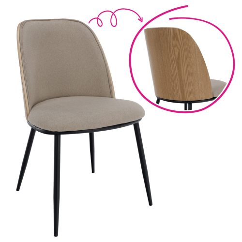 Étkezőszék, bézses barna/natúr fa/fekete, VUDIA