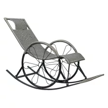 Hintaszék, rattan/fém, szürke, ROKIN