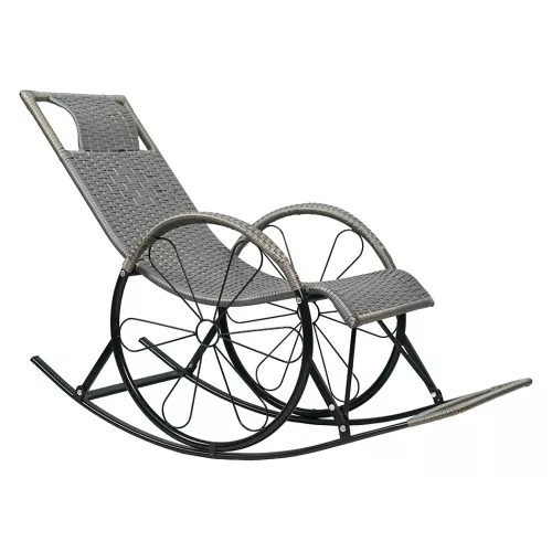 Hintaszék, rattan/fém, szürke, ROKIN