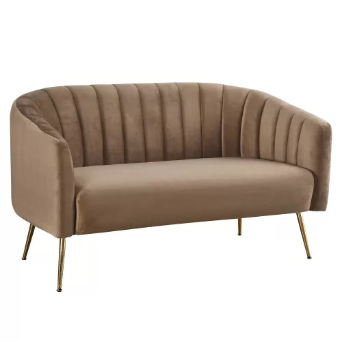 Design kétszemélyes kanapé, barna Velvet szövet/gold króm-arany, BAGY