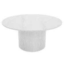   Dohányzóasztal, fehér márvány/MDF, átmérő 80 cm, MAHIR TYP 1