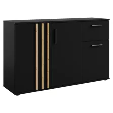 Komód, 3D1S, fekete/artisan tölgy, TOLIS TYP 2