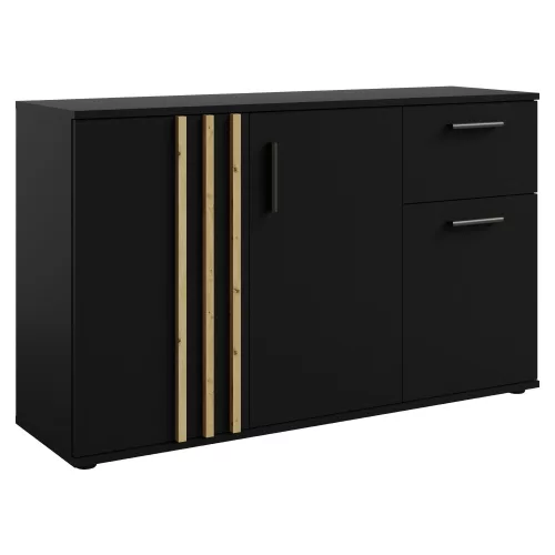 Komód, 3D1S, fekete/artisan tölgy, TOLIS TYP 2