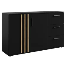 Komód, 2D3S, fekete/artisan tölgy, TOLIS TYP 3