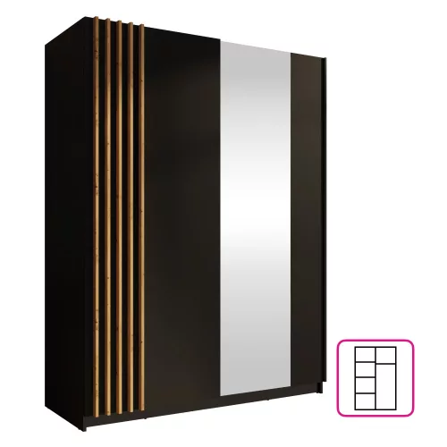 Szekrény, 2D-150, fekete/artisan tölgy, BAJADERO TYP 1