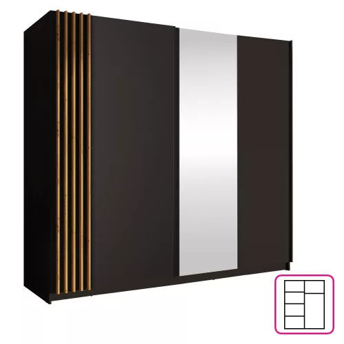 Szekrény, 2D-200, fekete/artisan tölgy, BAJADERO TYP 2