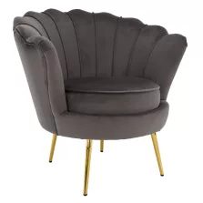   Art-deco stílusú fotel, szürkésbarna Velvet szövet/gold arany króm, NOBLEO