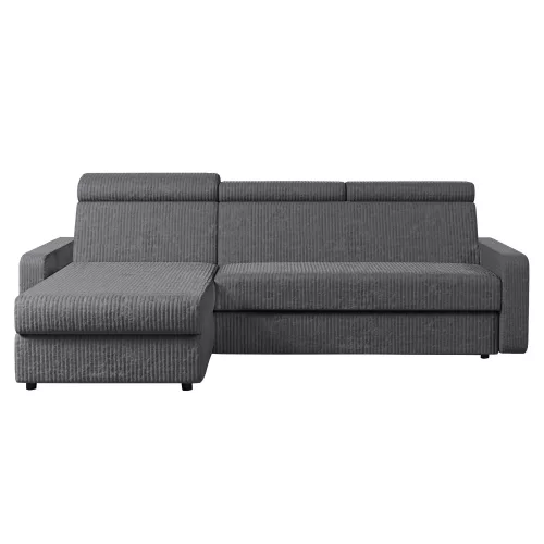 Sarok ülőgarnitúra, szürke, balos, MORA ROH