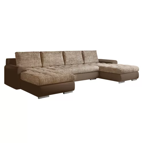 Univerzális ülőgarnitúra, ekobőr barna/barna melír, TOLITA U UNI