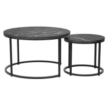   Dohányzóasztalok, 2 db-os szett, sötétszürke/fekete, CIRKO