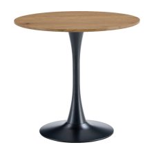 Étkezőasztal, tölgy/fekete, átmérő 80 cm, REVENTON NEW