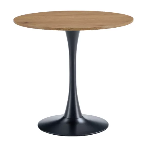 Étkezőasztal, tölgy/fekete, átmérő 80 cm, REVENTON NEW