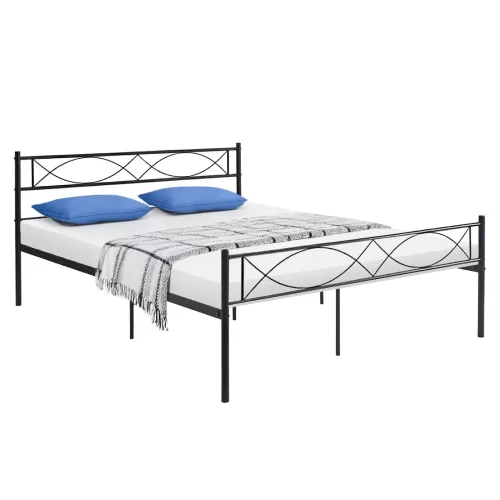Fém ágy ráccsal, 180x200, fekete, STELVIA