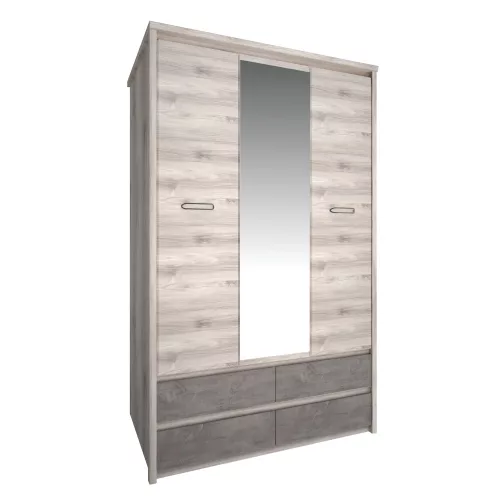 Szekrény tükörrel 3D4S, nairobi gesztenye/onix, JESI NEW