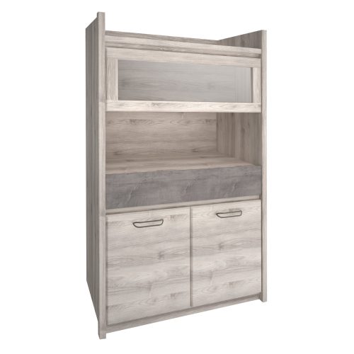 Alacsony vitrin 2D1W1S, nairobi gesztenye/onix, JESI NEW