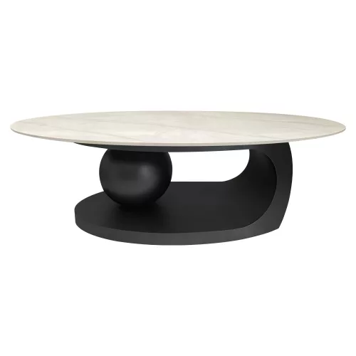 Dohányzóasztal, márvány imitáció/fekete, AXEN